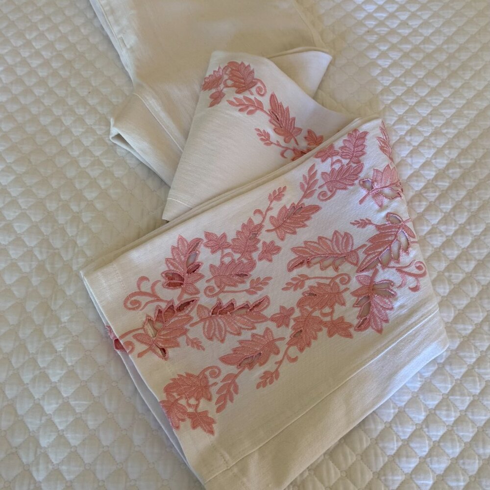 White Denim Flares with Floral Embroidery  Brand New